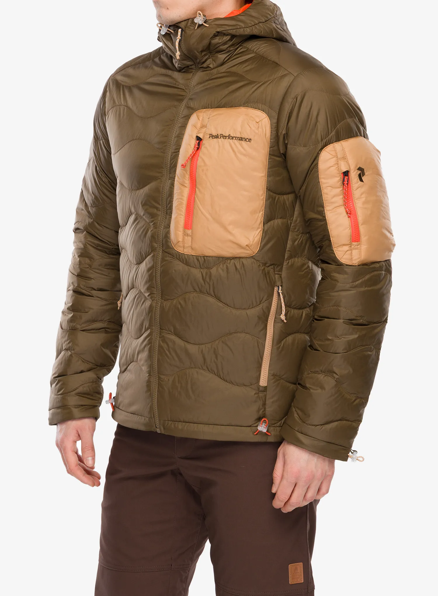 Пухено яке Peak Performance Helium Utility Down Hood Jacket - meadow moss/sierra sand