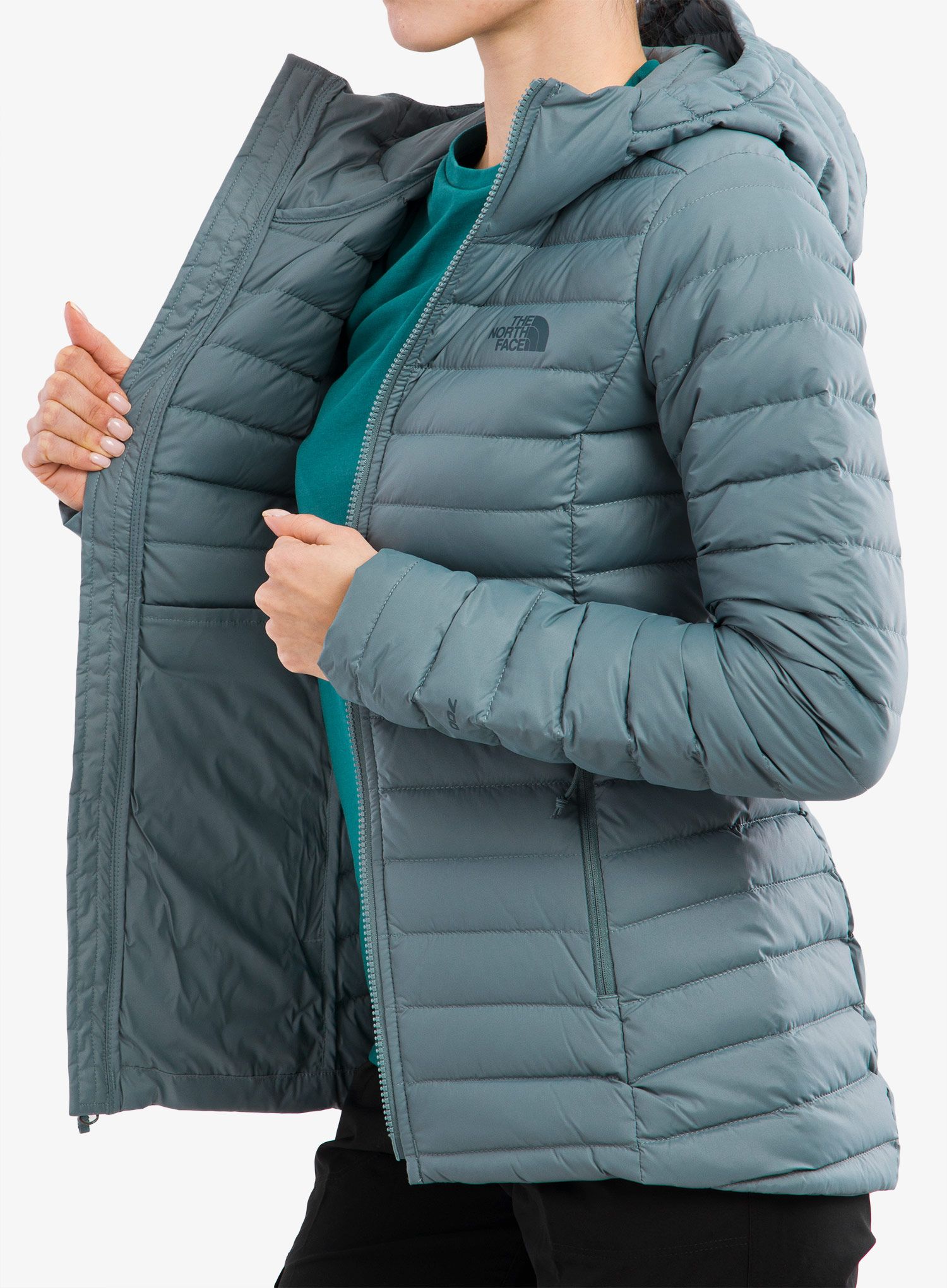 Дамско пухено яке The North Face Stretch Down Hoodie - goblin blue