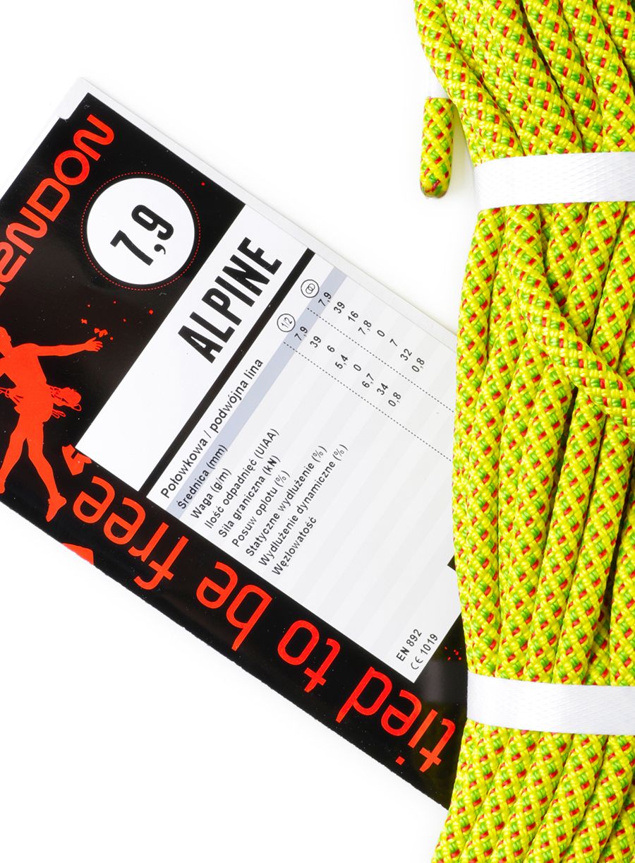 Планинарско въже Tendon Alpine 7,9 mm 30 m - yellow