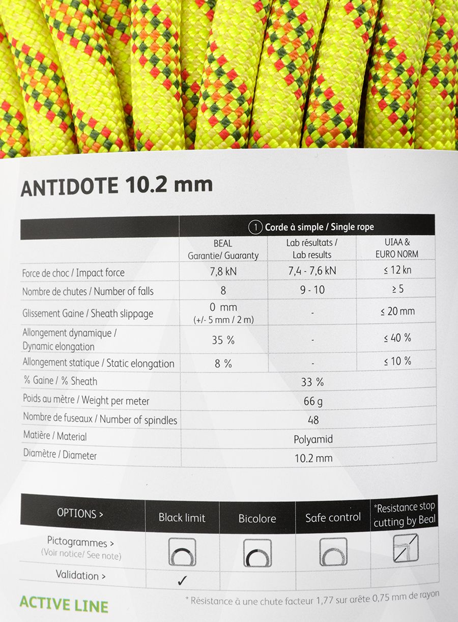 Въже за катерене Beal Antidote 10,2 mm 50 m - yellow