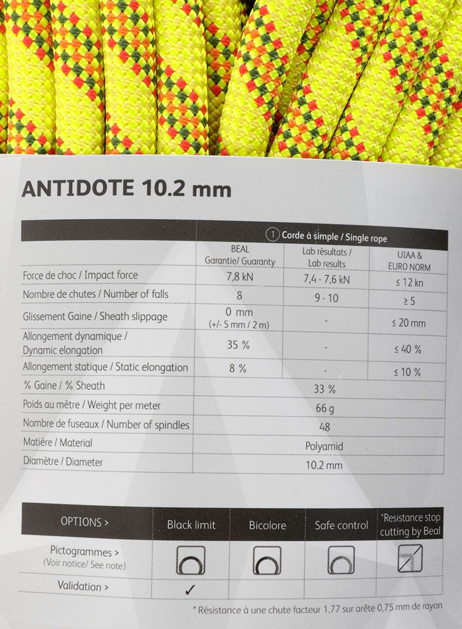 Въже за катерене Beal Antidote 10,2 mm 60 m - yellow
