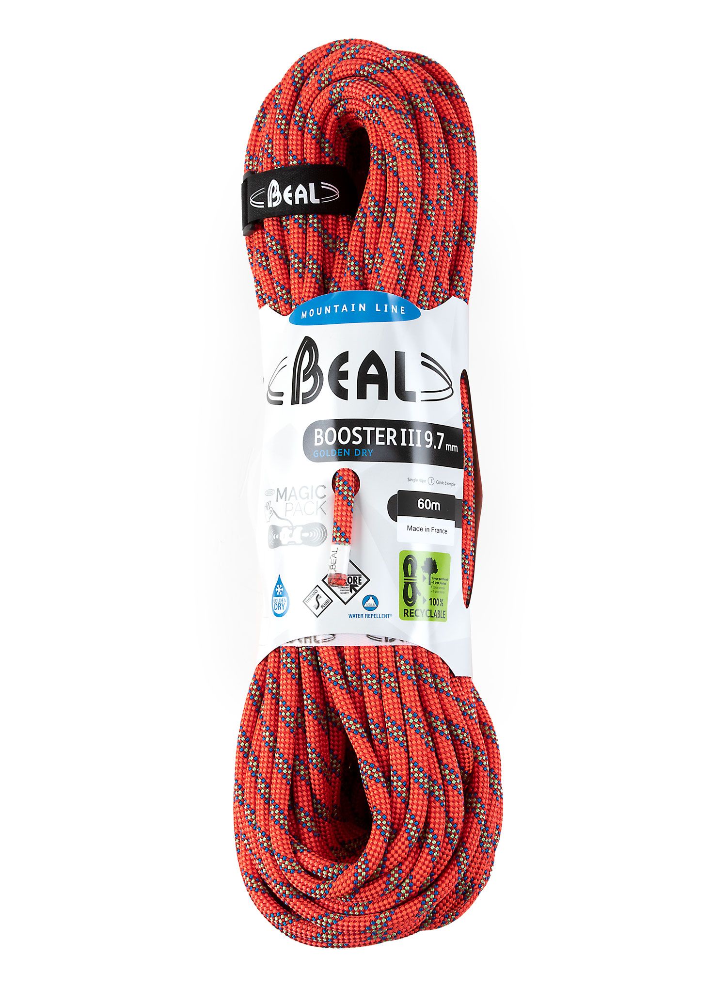 Въже за катерене Beal Booster III 9,7 mm 60 m Unicore Golden Dry - orange