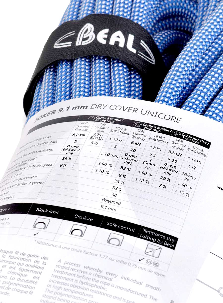 Въже за катерене Beal Joker Soft 9,1 mm 60m Unicore Dry Cover - blue