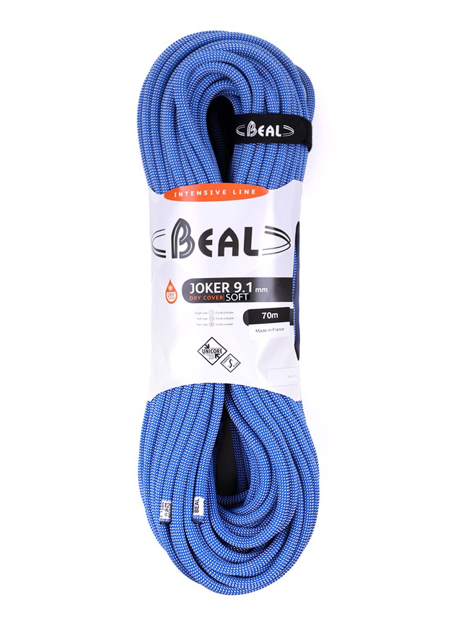 Динамично въже Beal Joker Soft 9,1 mm 70m Unicore Dry Cover - blue