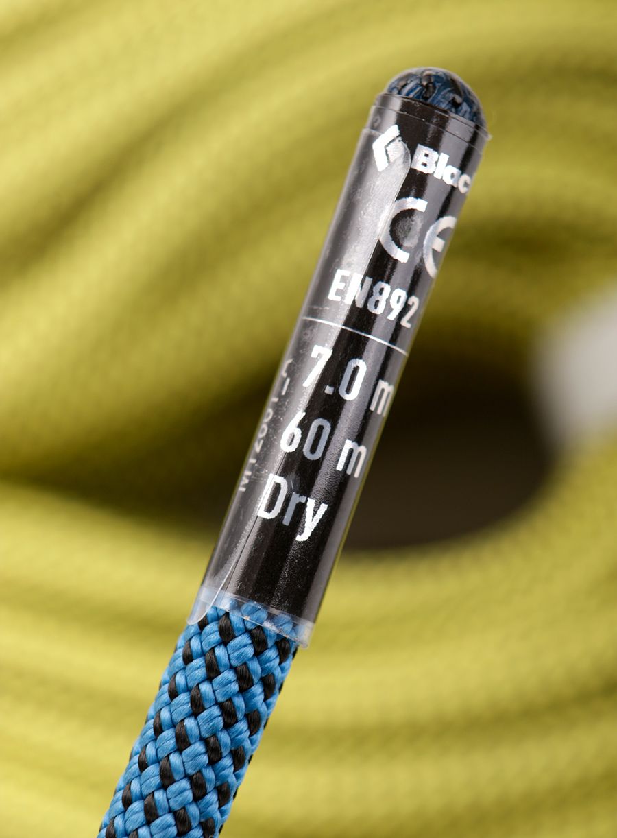 Динамично въже Black Diamond 7.0 Dry Climbing Rope - yellow/aqua