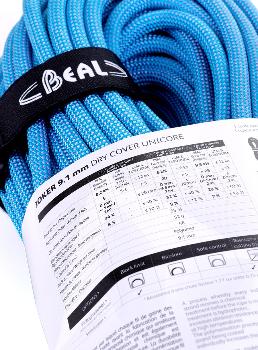Близначно въже Beal Joker 9,1 mm 70 m Unicore Dry Cover - blue