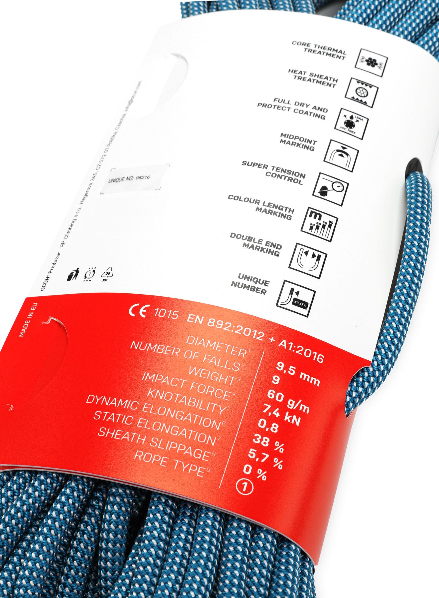 Въже за катерене Ocun Spirit 9,5 mm 40 m - blue/white