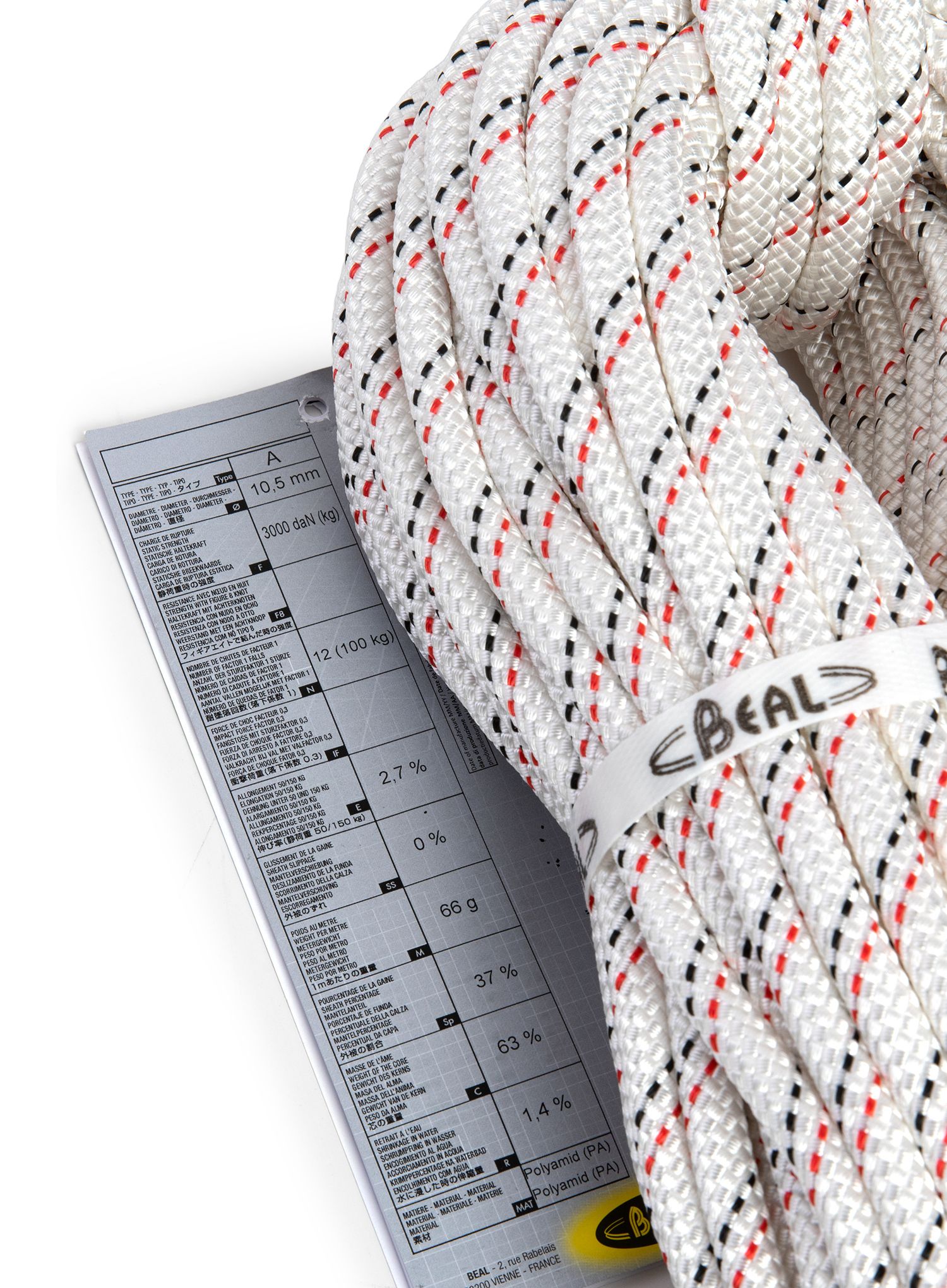 Полустатично въже Beal Antipodes 10,5 mm 50 m - white
