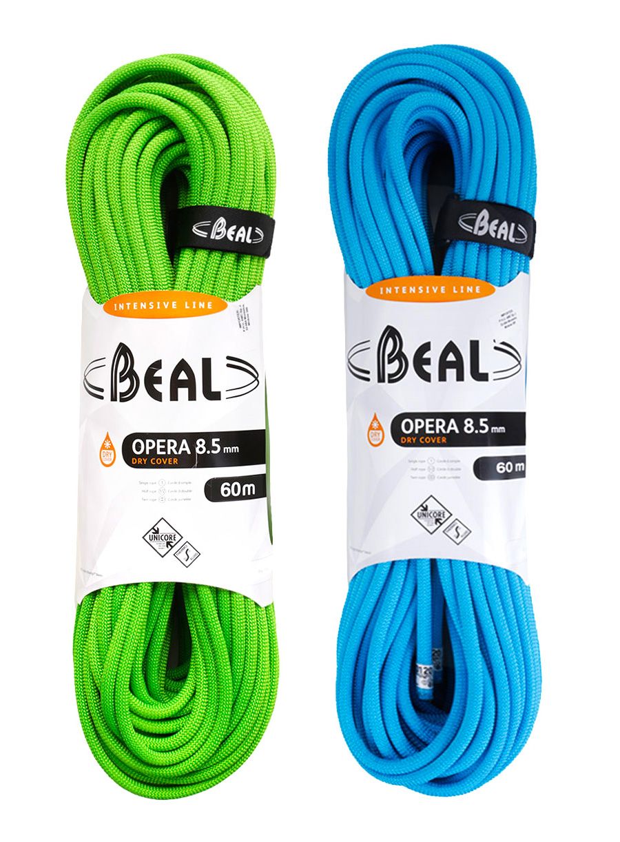 Разполовено въже Beal Opera 8,5 mm 60 m Unicore Dry Cover x 2 - green/blue