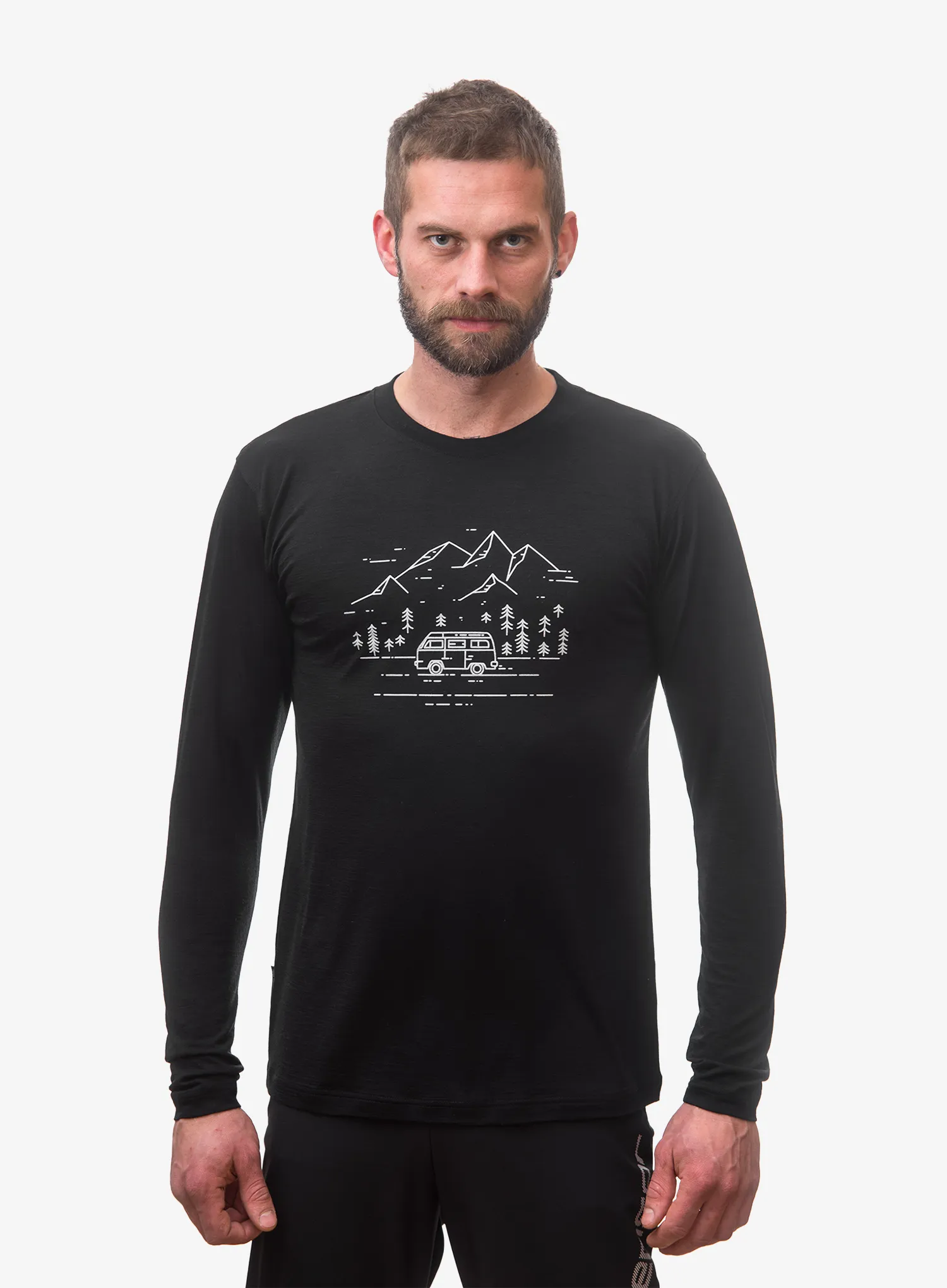 Блуза с дълъг ръкав Sensor Merino Active PT Tee L/S - black van life