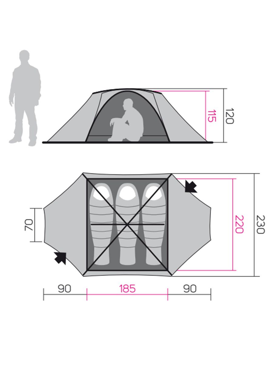 Туристическа палатка Hannah Covert 3 WS - thyme/dark shadow II