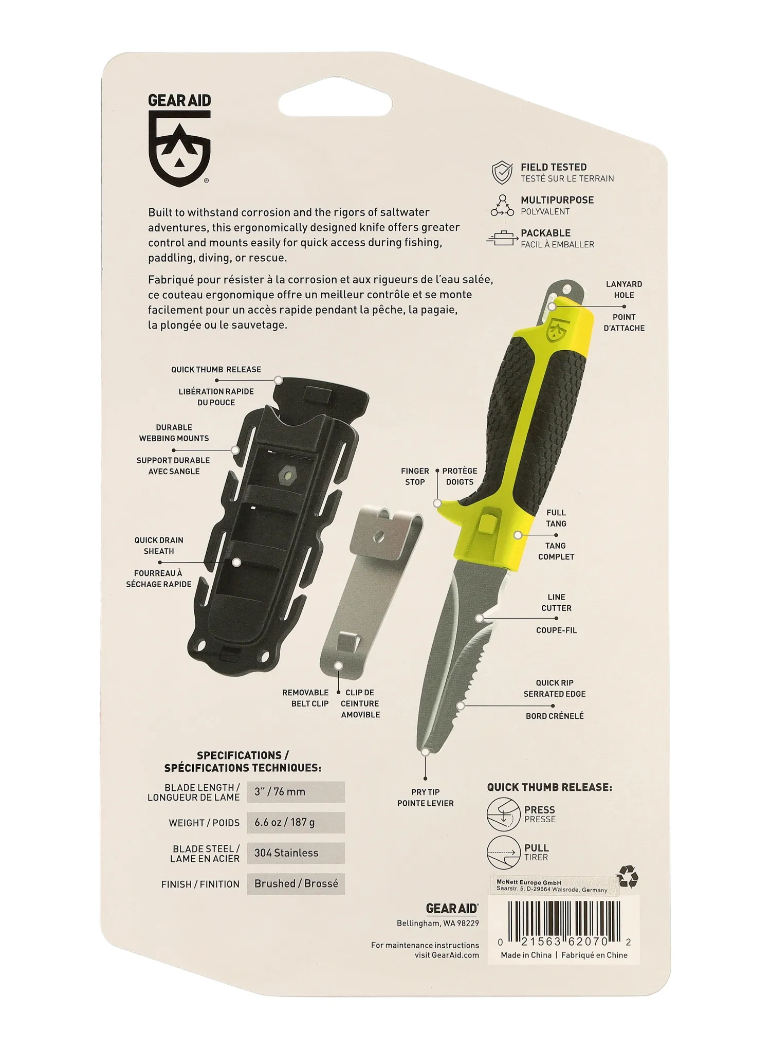 Тактически нож GearAid Tanu Dive and Rescue - grey