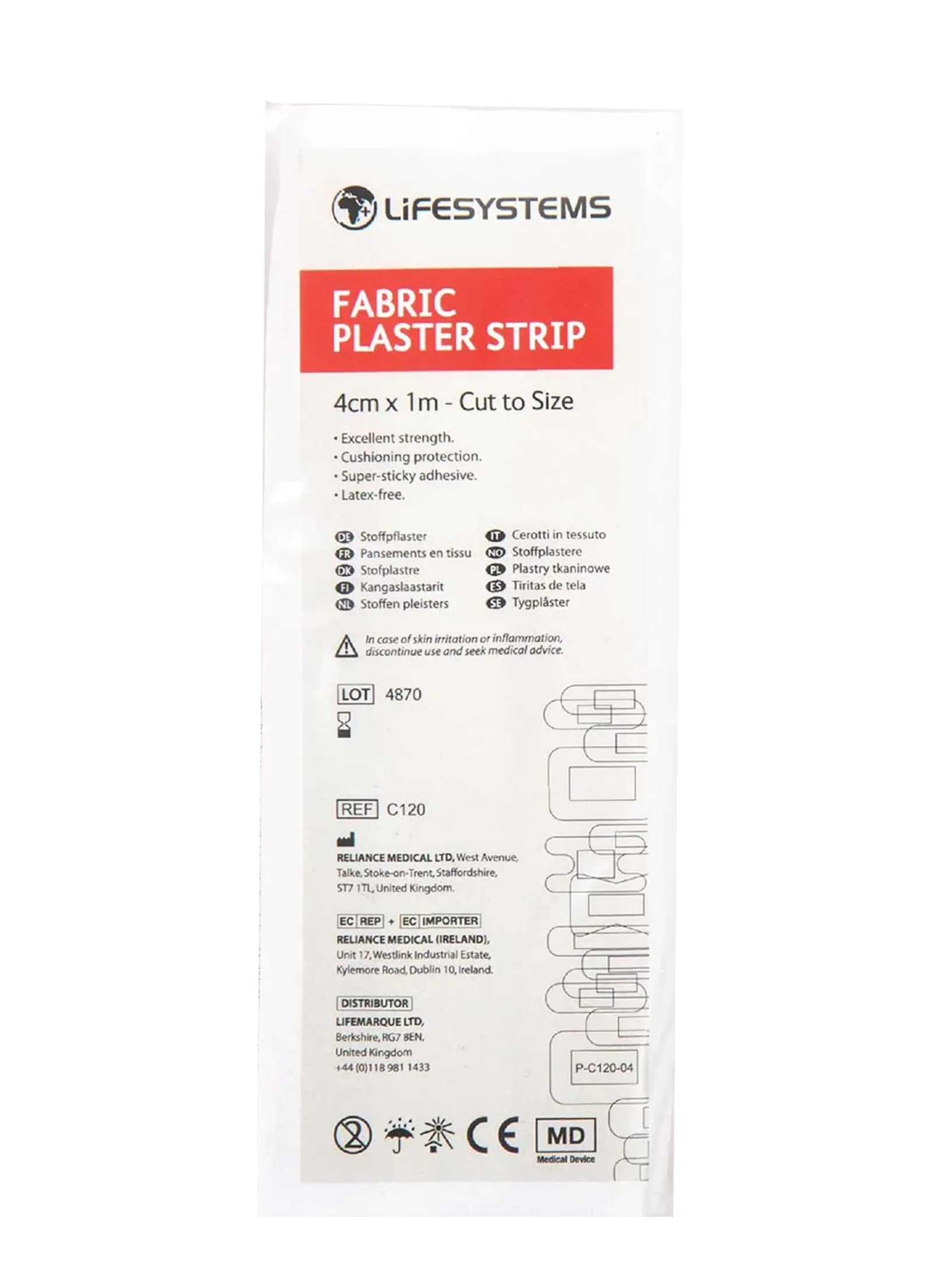 Пластири за пришки Lifesystems Fabric Strip 4m x 1m x 3m - nude