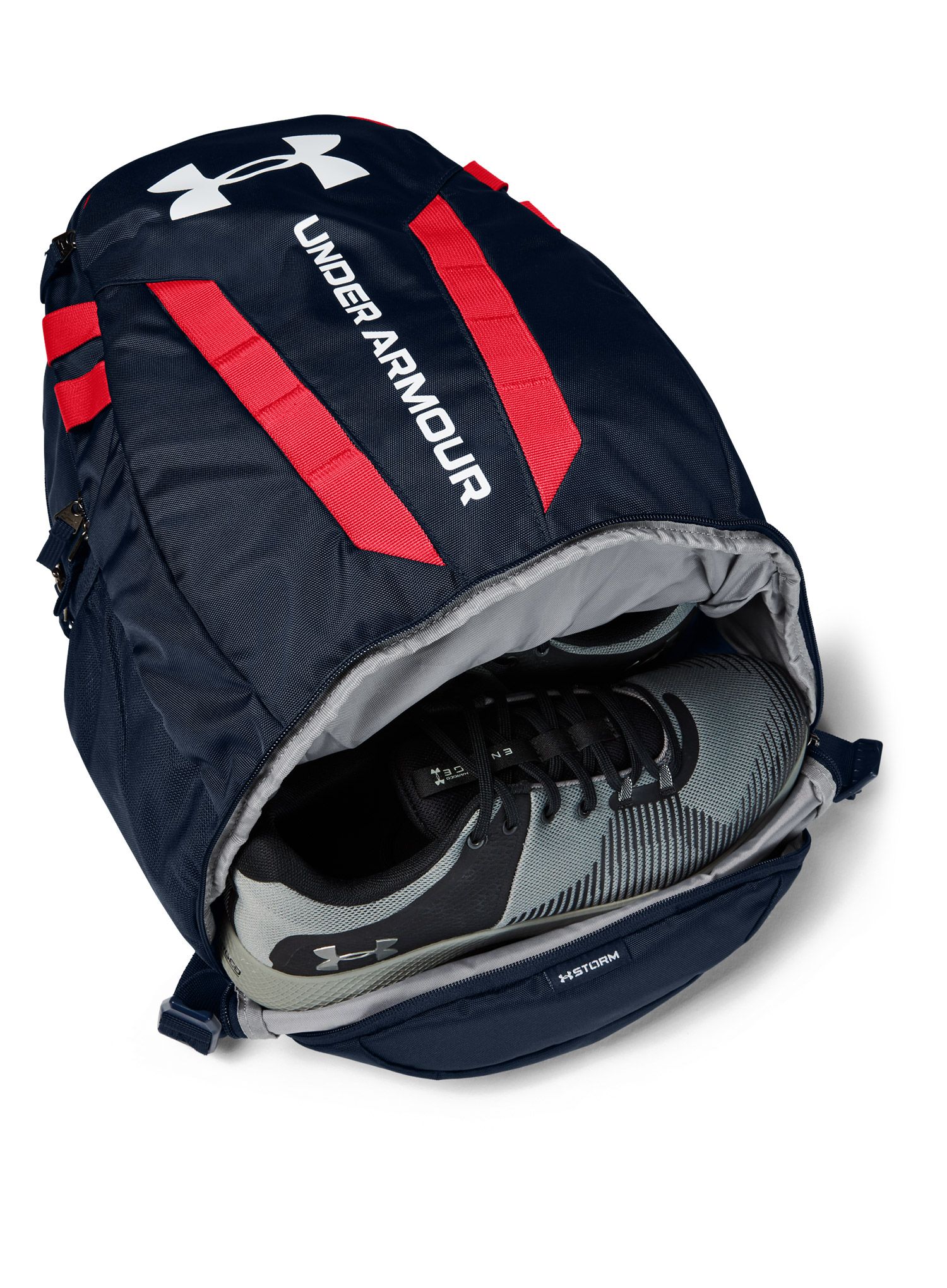 Раница за лаптоп Under Armour Hustle 5.0 Backpack - academy/red/white