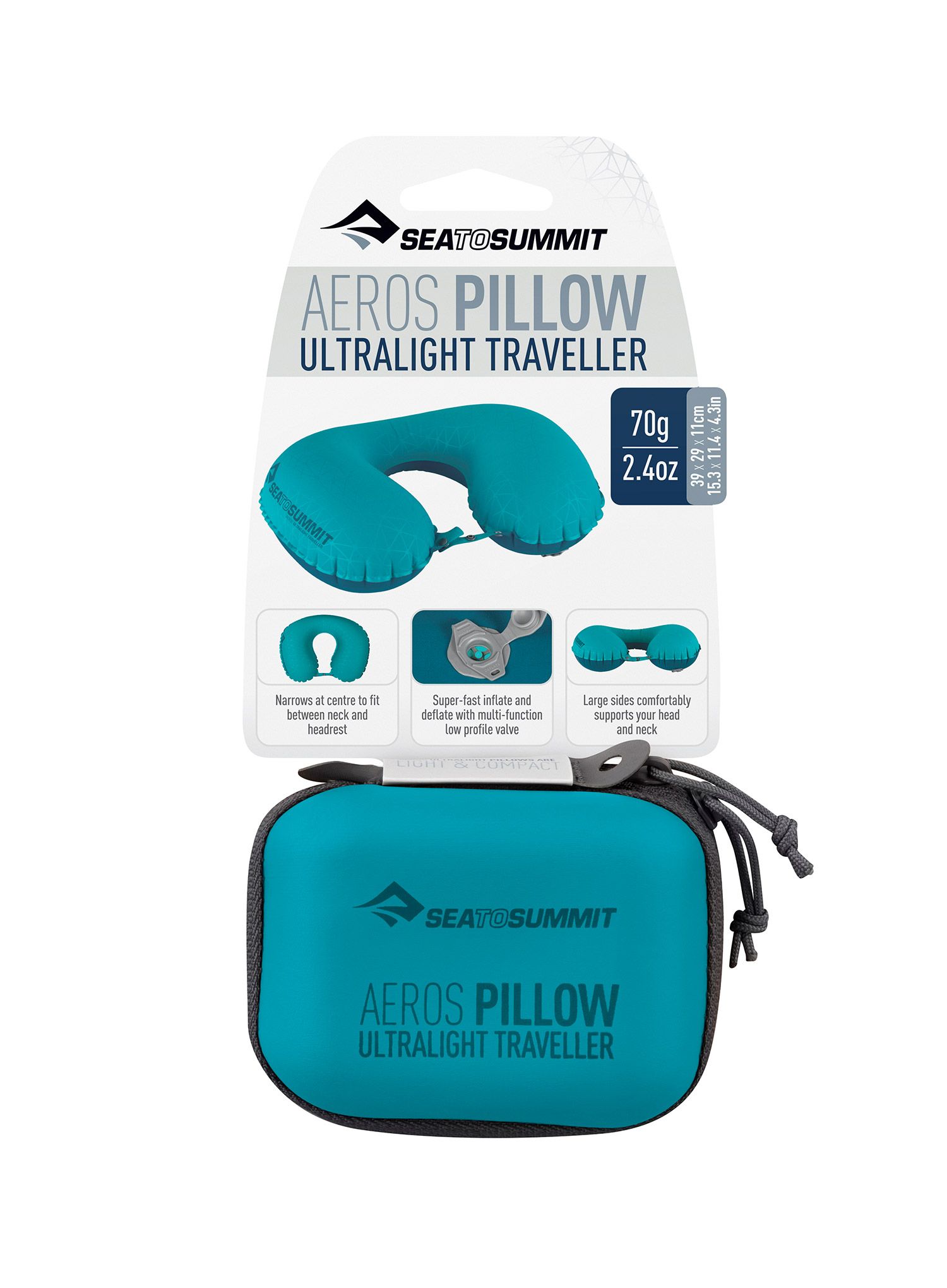 Туристическа възглавница Sea To Summit Aeros Ultralight Pillow Traveller - aqua