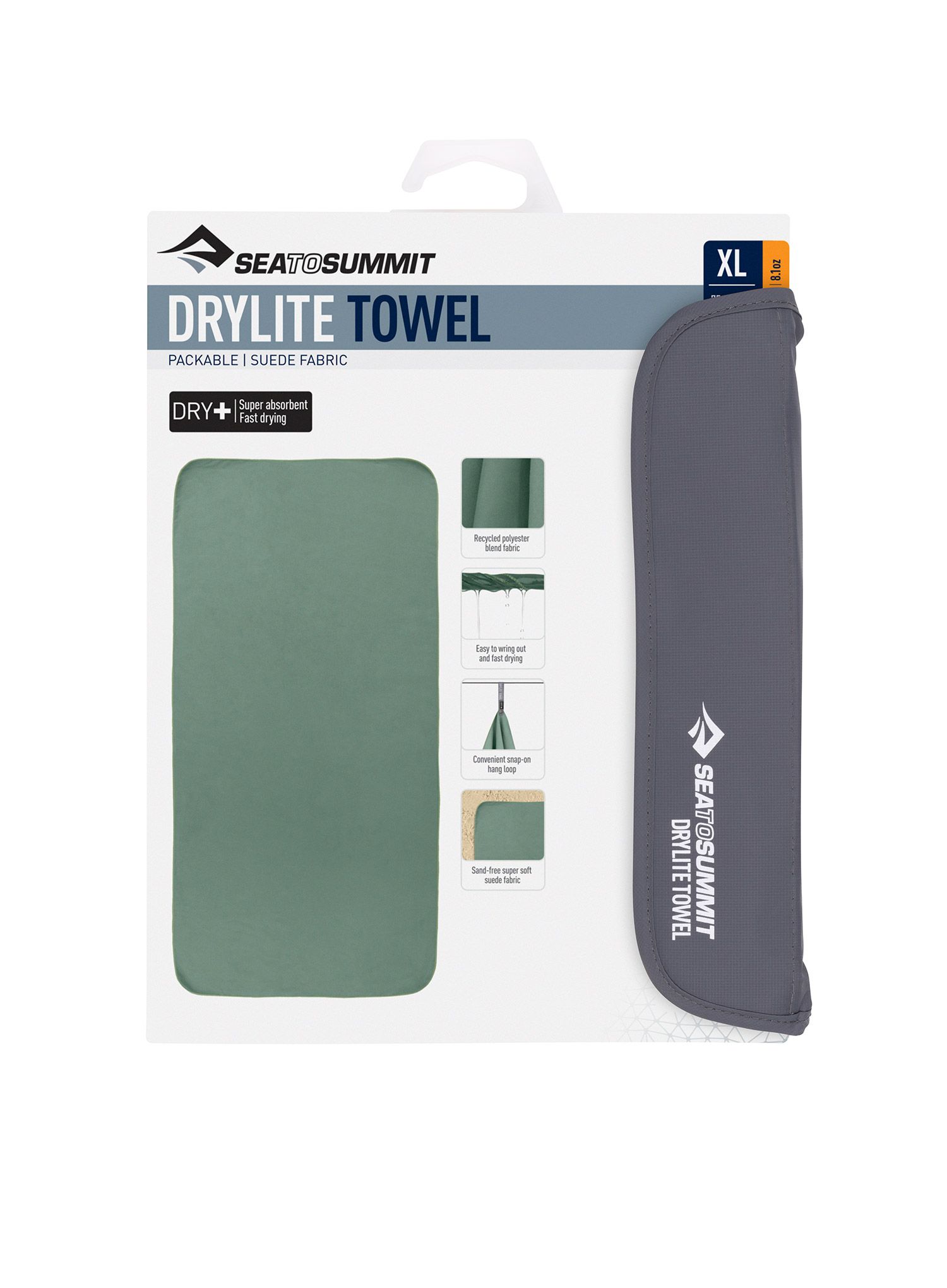 Бързосъхнеща кърпа Sea To Summit DryLite Towel XL - sage