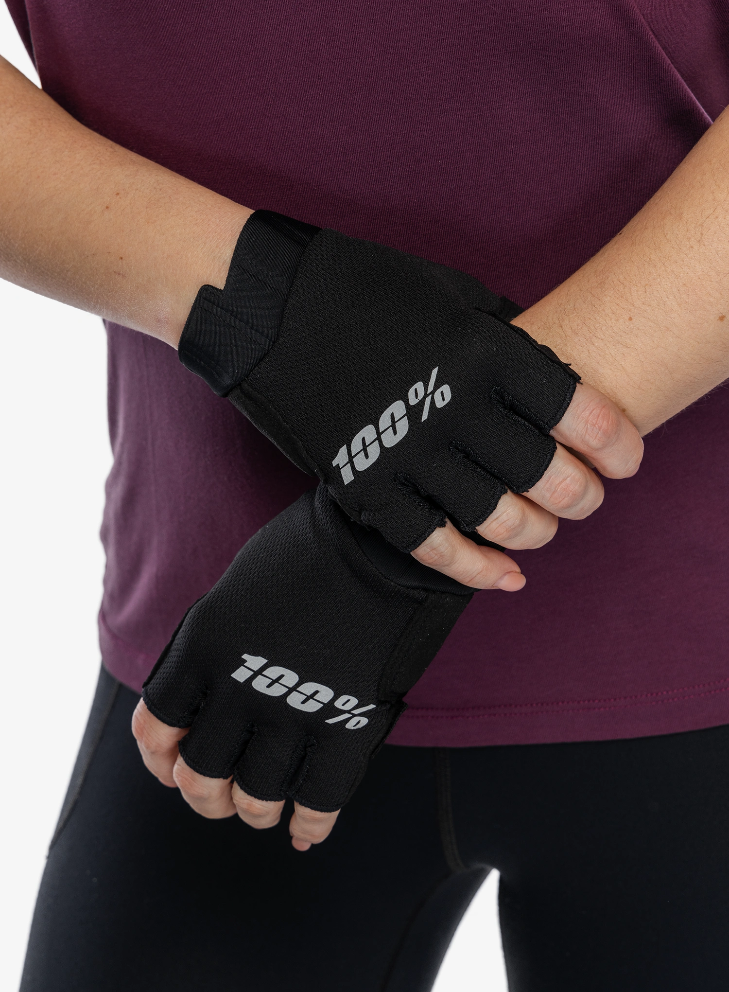 Дамски ръкавици без пръсти 100% Exceeda Gel Short Finger Gloves - black