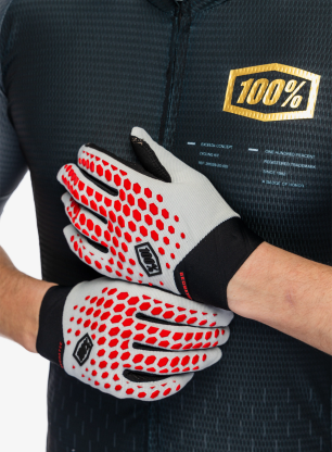 Ръкавици за колоездене 100% Geomatic Gloves - grey/racer red