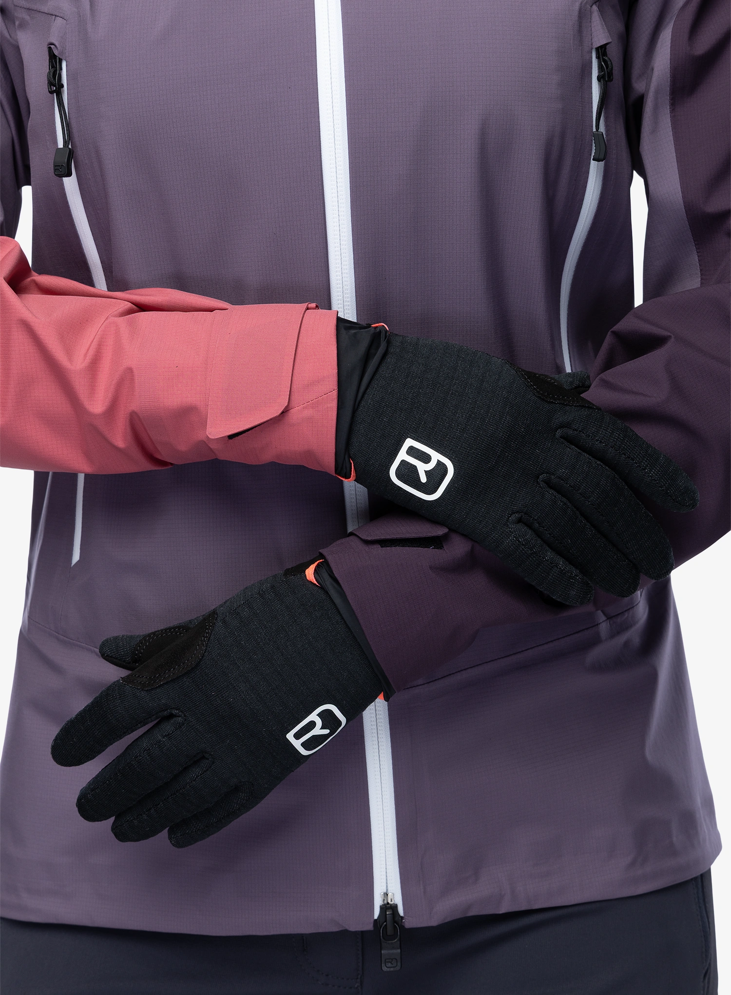 Дамски ветроустойчиви ръкавици Ortovox Fleece Grid Cover Glove - black raven