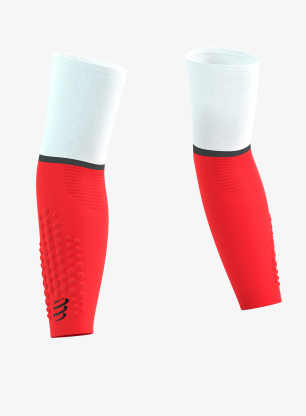 Компресивни ръкави Compressport ArmForce Ultralight - white/fluo red