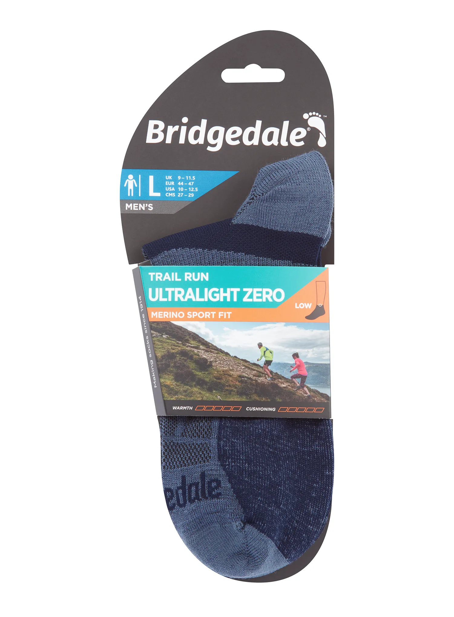 Чорапи за бягане Bridgedale Trail Run Ultralight Zero Merino Sport Low - blue