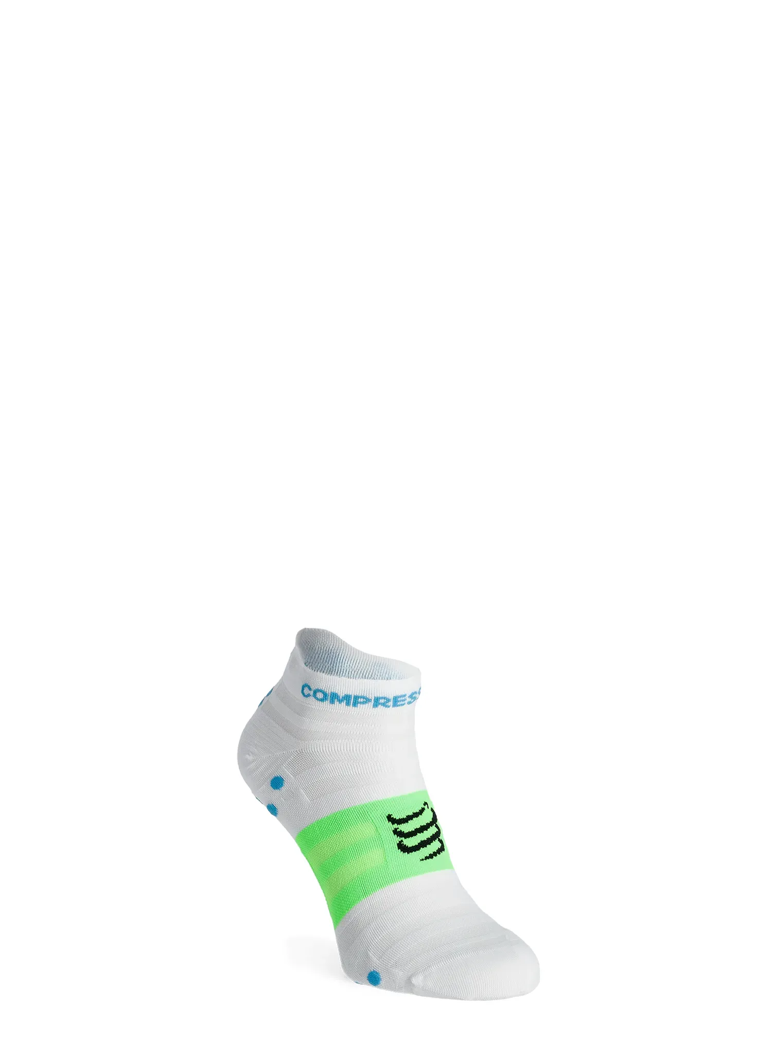 Чорапи за бягане Compressport Pro Racing Socks v4.0 Ultralight Run Low - white/norse blue/neon green