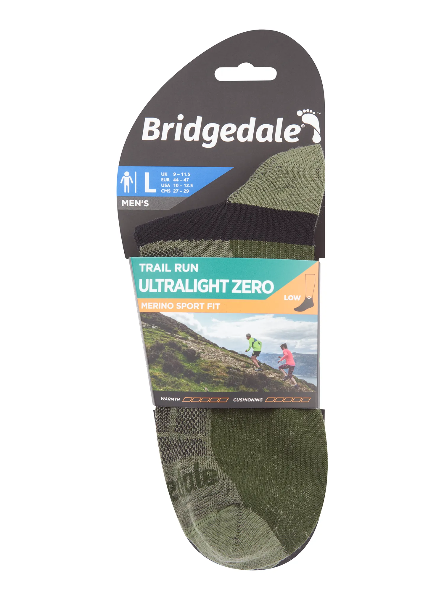 Чорапи за бягане Bridgedale Trail Run Ultralight Zero Merino Sport Low - green