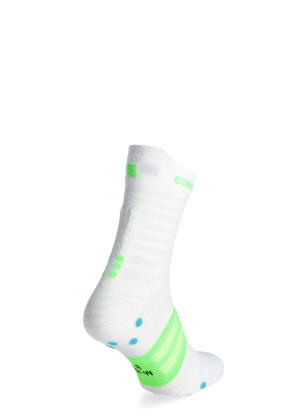 Чорапи за бягане Compressport Pro Racing v4.0 UL Run High - white/norse blue/neon green