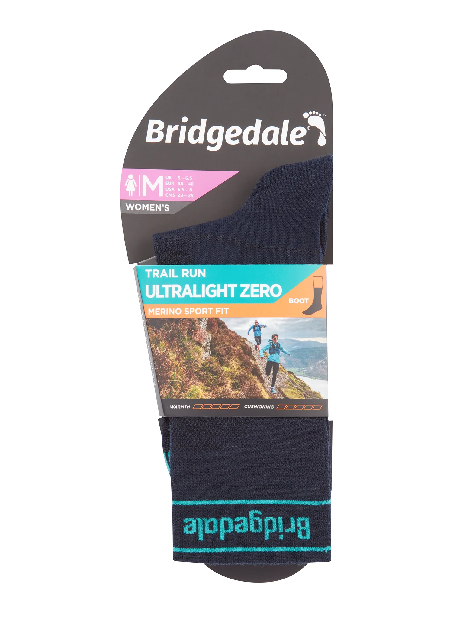 Дамски чорапи за бягане Bridgedale Trail Run Ultralight Zero Merino Sport Boot - navy