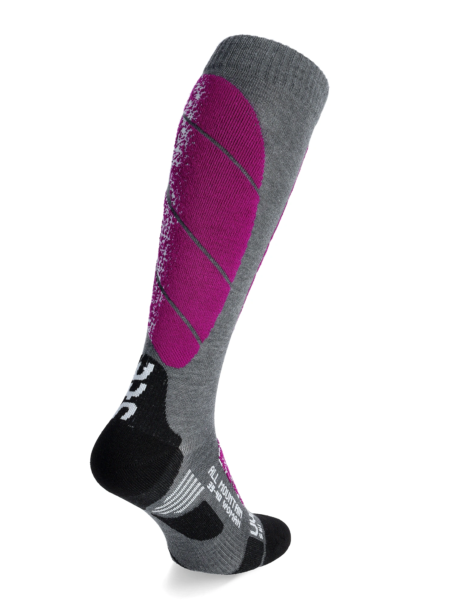 Дамски скиорски чорапи UYN Ski All Mountain - medium grey melange/purple