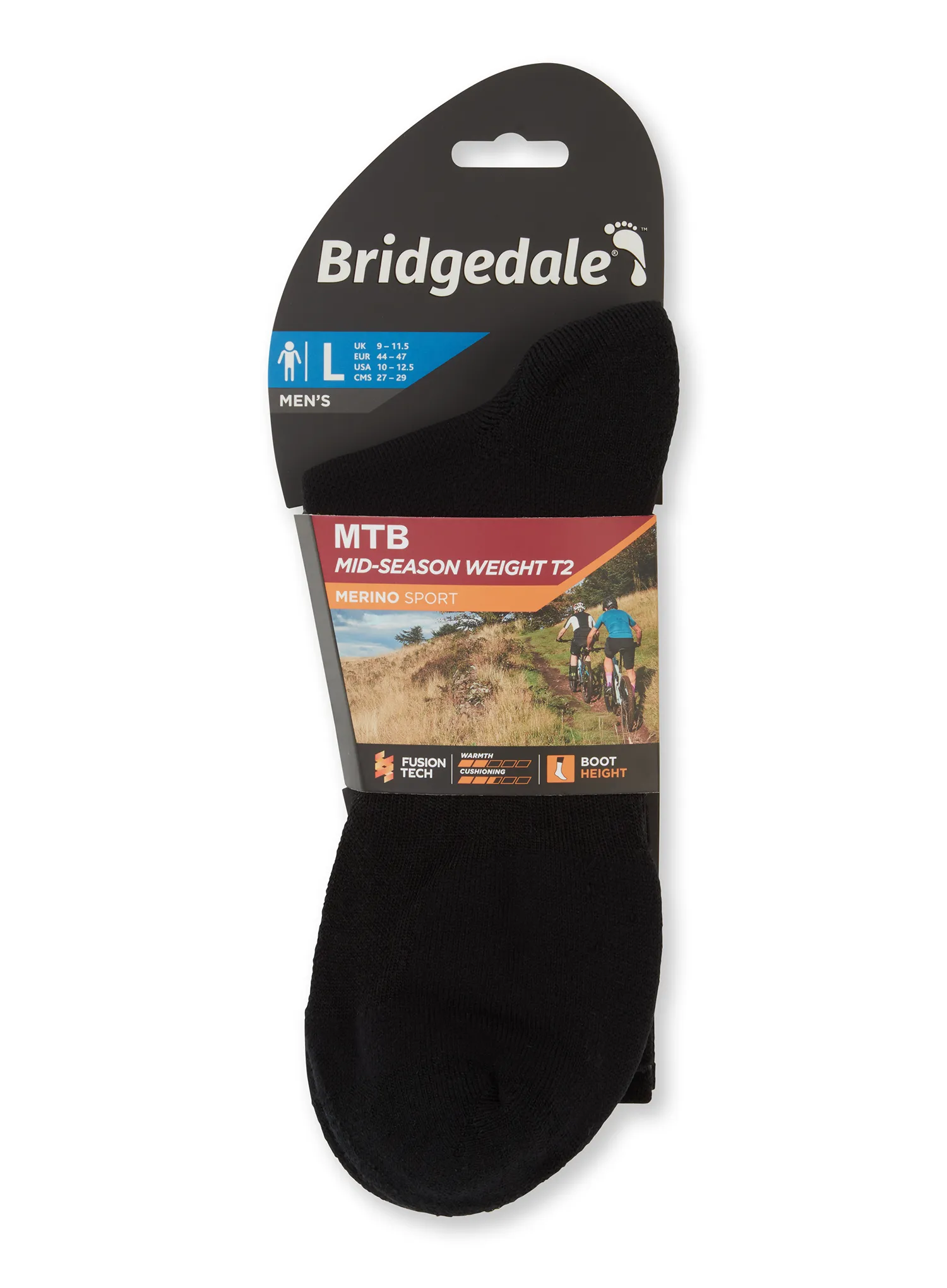 Велосипедни чорапи Bridgedale MTB Mid Season Weight T2 Merino Sport Boot - black