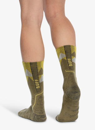 Туристически чорапи Buff Thermonet Crew Socks - olive green