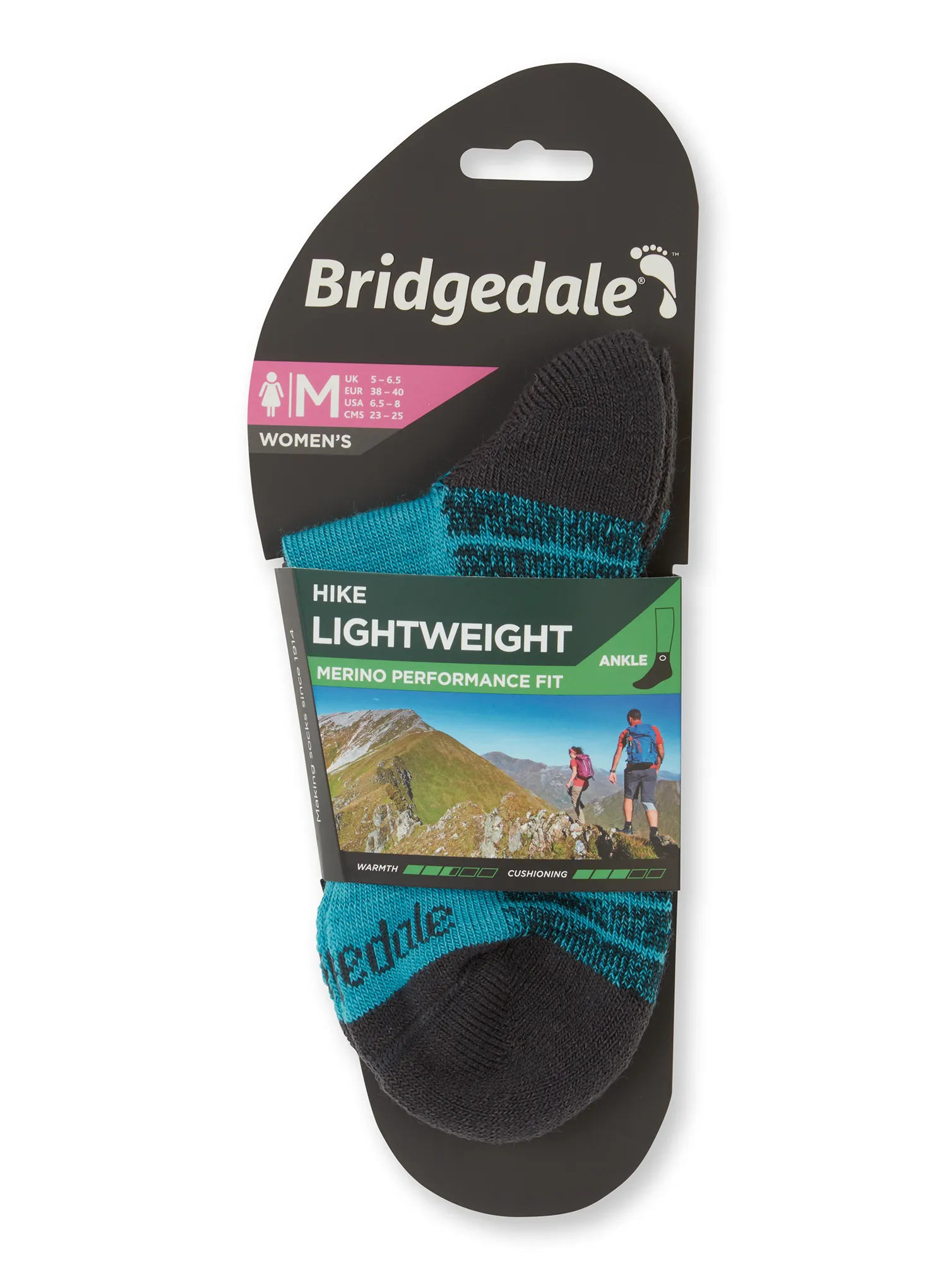 Дамски туристически чорапи Bridgedale Hike Lightweight Performance Ankle - turquoise/navy