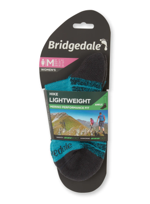 Дамски туристически чорапи Bridgedale Hike Lightweight Performance Ankle - turquoise/navy