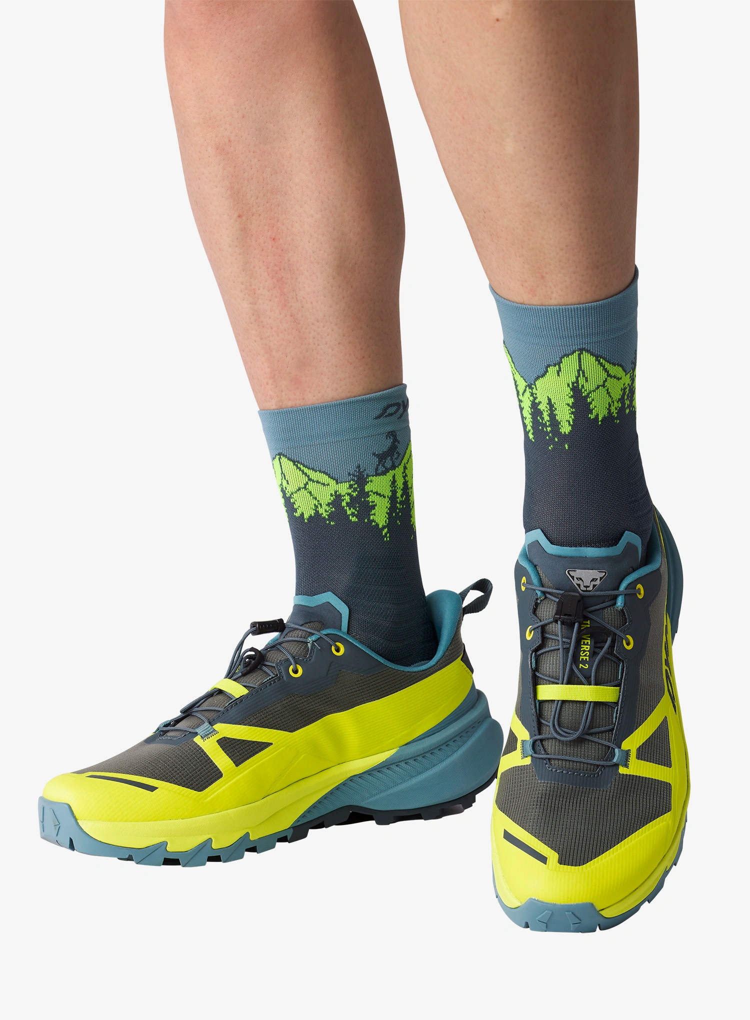 Туристически чорапи Dynafit Traverse Mid Socks - cinder/ultra yellow