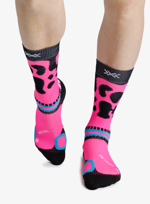 Туристически чорапи X-Socks Hike Discover Crew - fluo pink frog