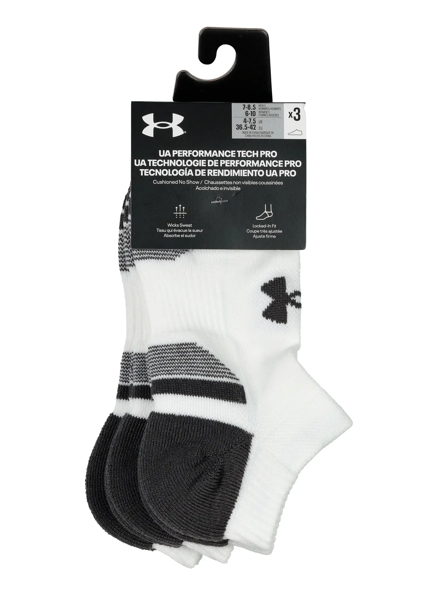 Чорапи Under Armour UA Performance Tech 3-Pack No Show - white/white/jet gray