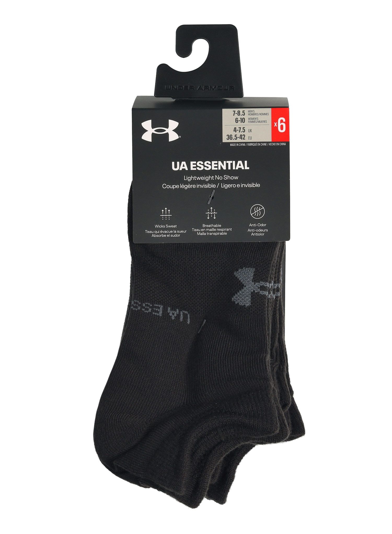 Чорапи Under Armour Essential No Show 6-pack - black/black/pitch gray