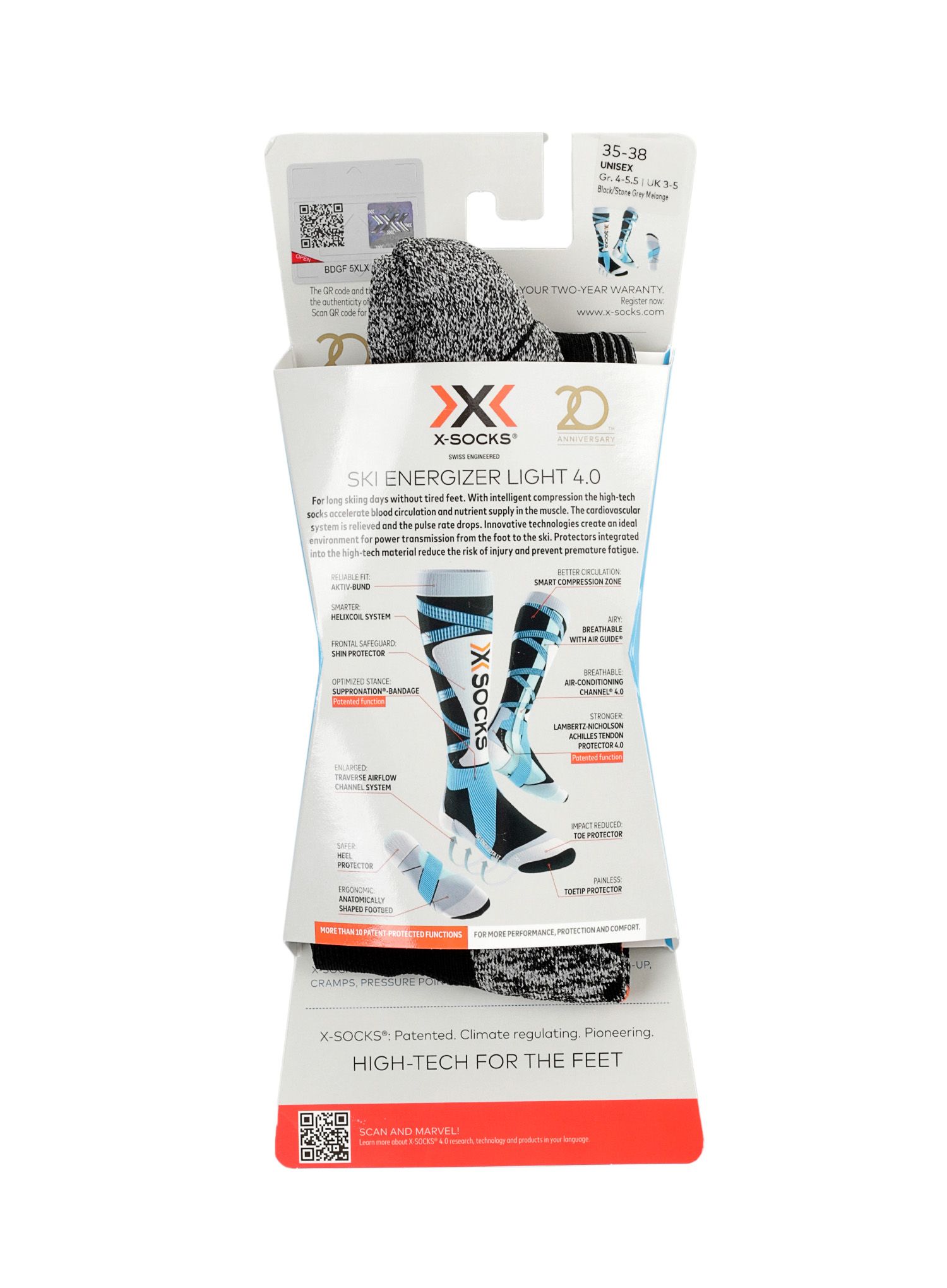 Скиорски чорапи X-Socks SKI ENERGIZER LT 4.0 - black/stone grey