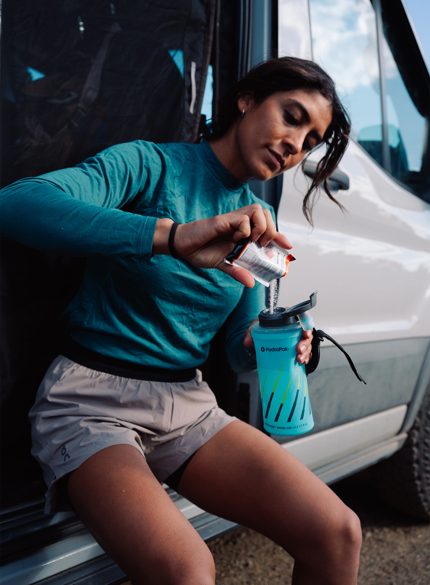 Мека бутилка HydraPak Skyflask Speed 500 ml - malibu blue/blue