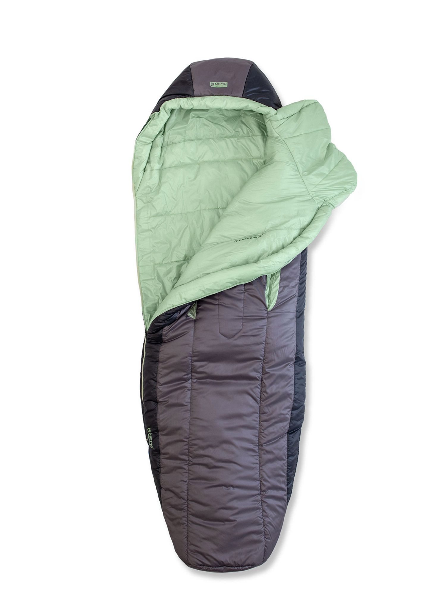 Дамски синтетичен спален чувал Nemo Forte Endless Promise 35 Reg (168 cm) - plum gray/celadon green