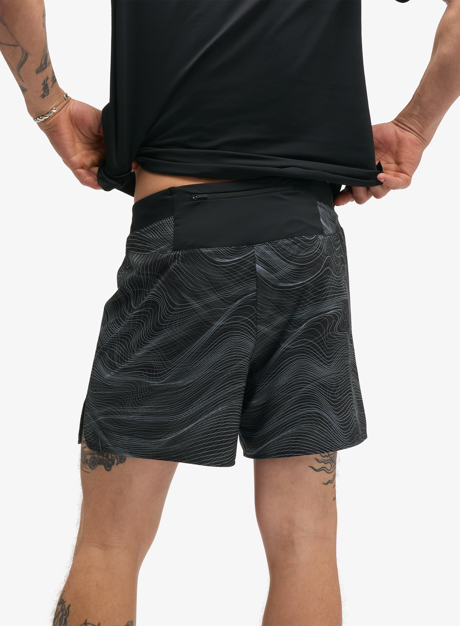Къси панталони за бягане Hoka Glide Short 5 Brief CLF PRT - black/white prt