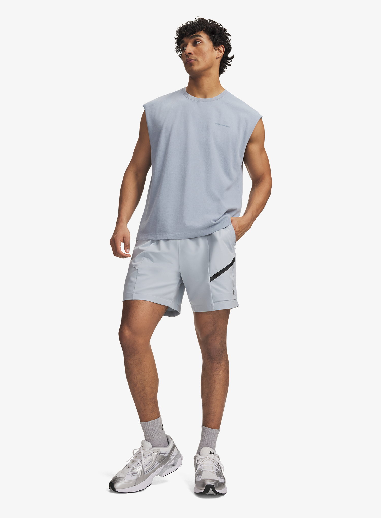Къси панталони Under Armour Unstoppable Woven Shorts - blue fog/black