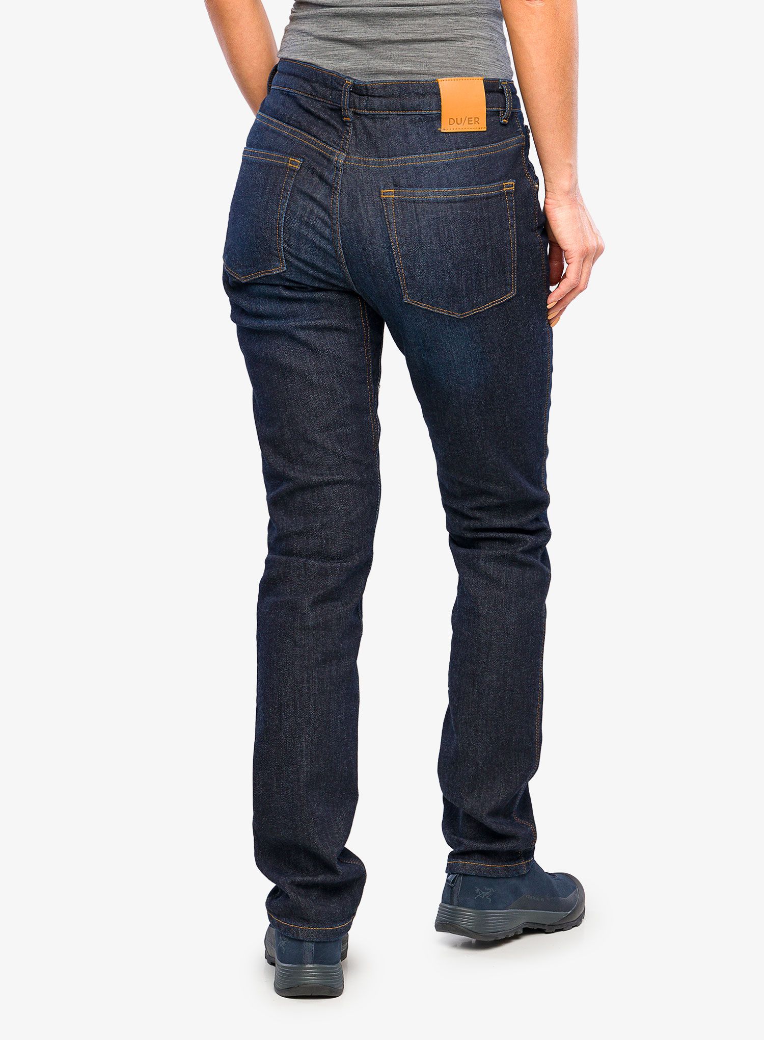 Дамски панталони DUER Fireside Denim Slim Straight - dark stone