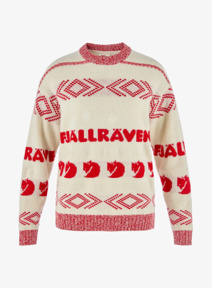 Дамски пуловер Fjallraven Fjallraven Jacquard Knit - chalk white/true red