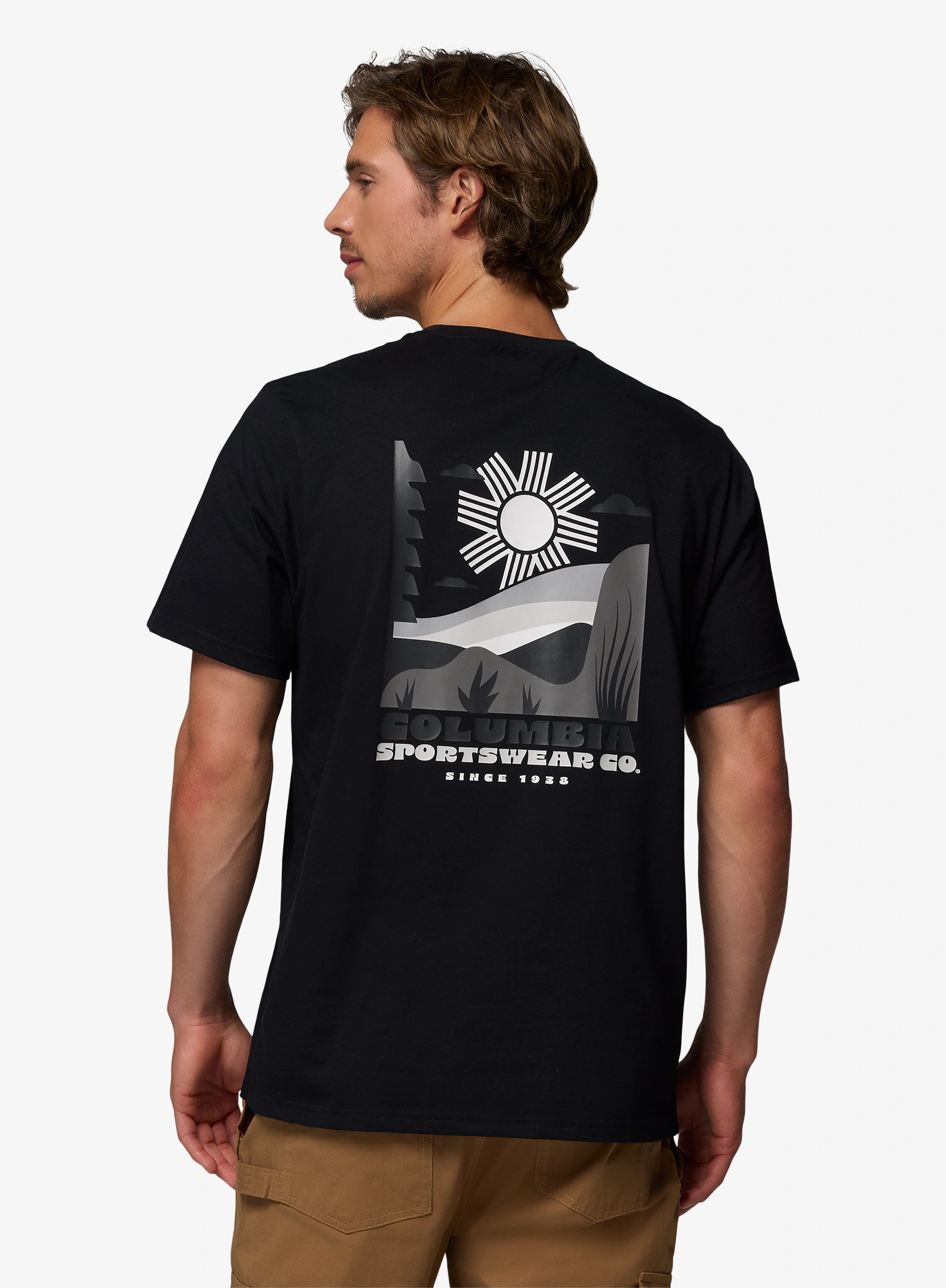 Памучна тениска Columbia CSC Outdoor Back Graphic Tee - black/shining sandscape