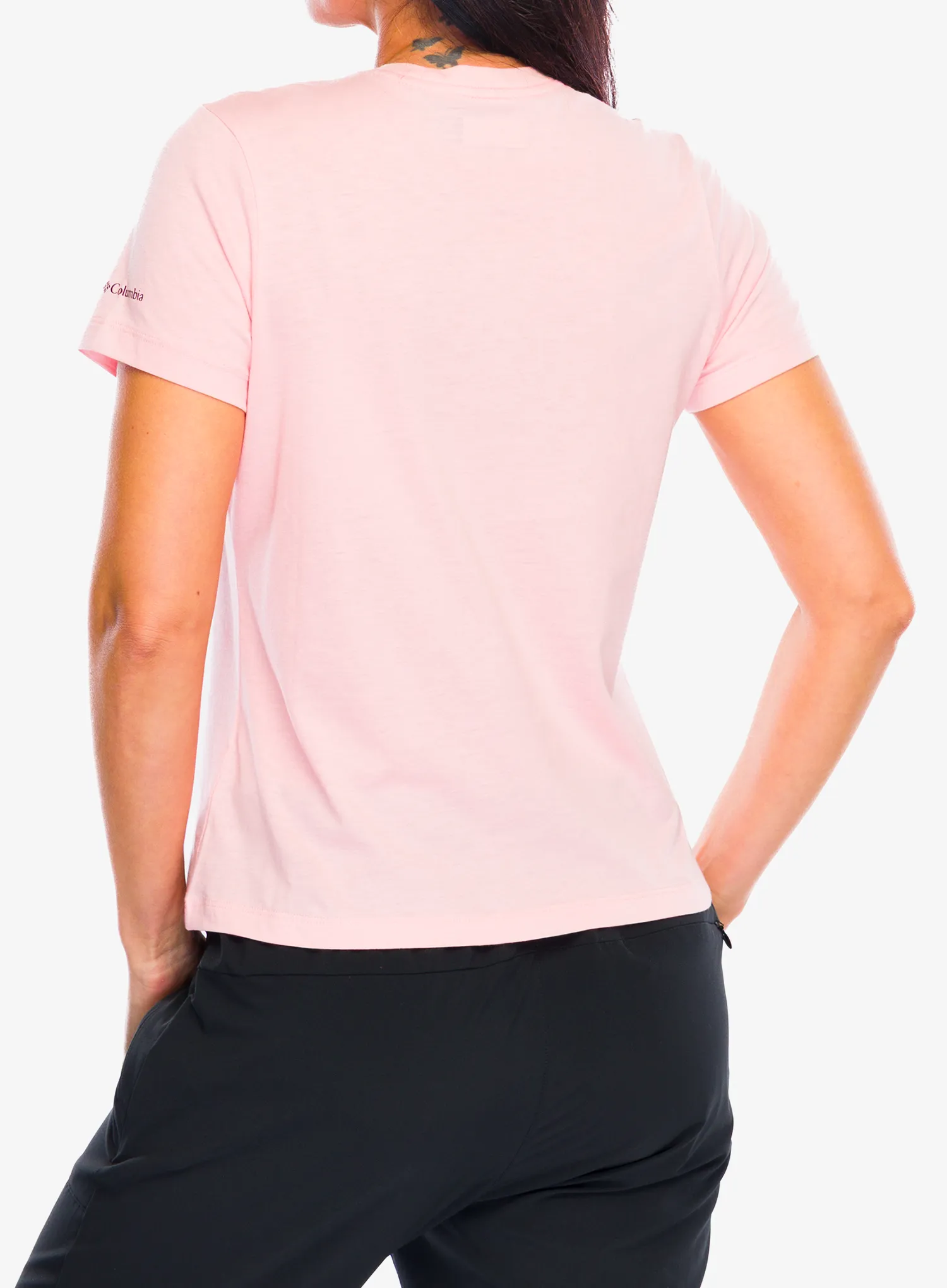 Дамска тениска Columbia Ruby Springs Graphic Fitted S/S - pink sand/get hiked