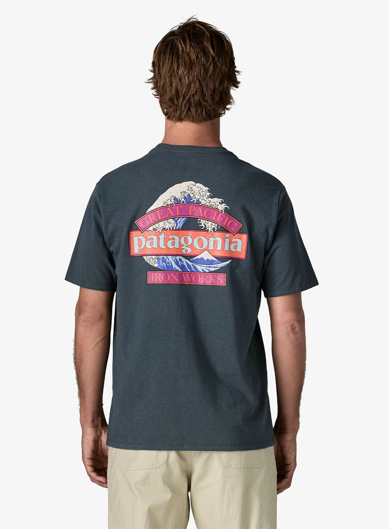 Фланелка с щампа Patagonia Great Waves Responsibili-Tee - summit blue