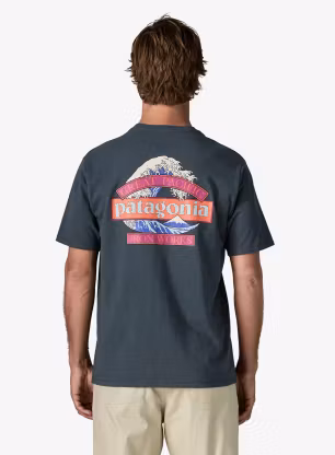 Фланелка с щампа Patagonia Great Waves Responsibili-Tee - summit blue