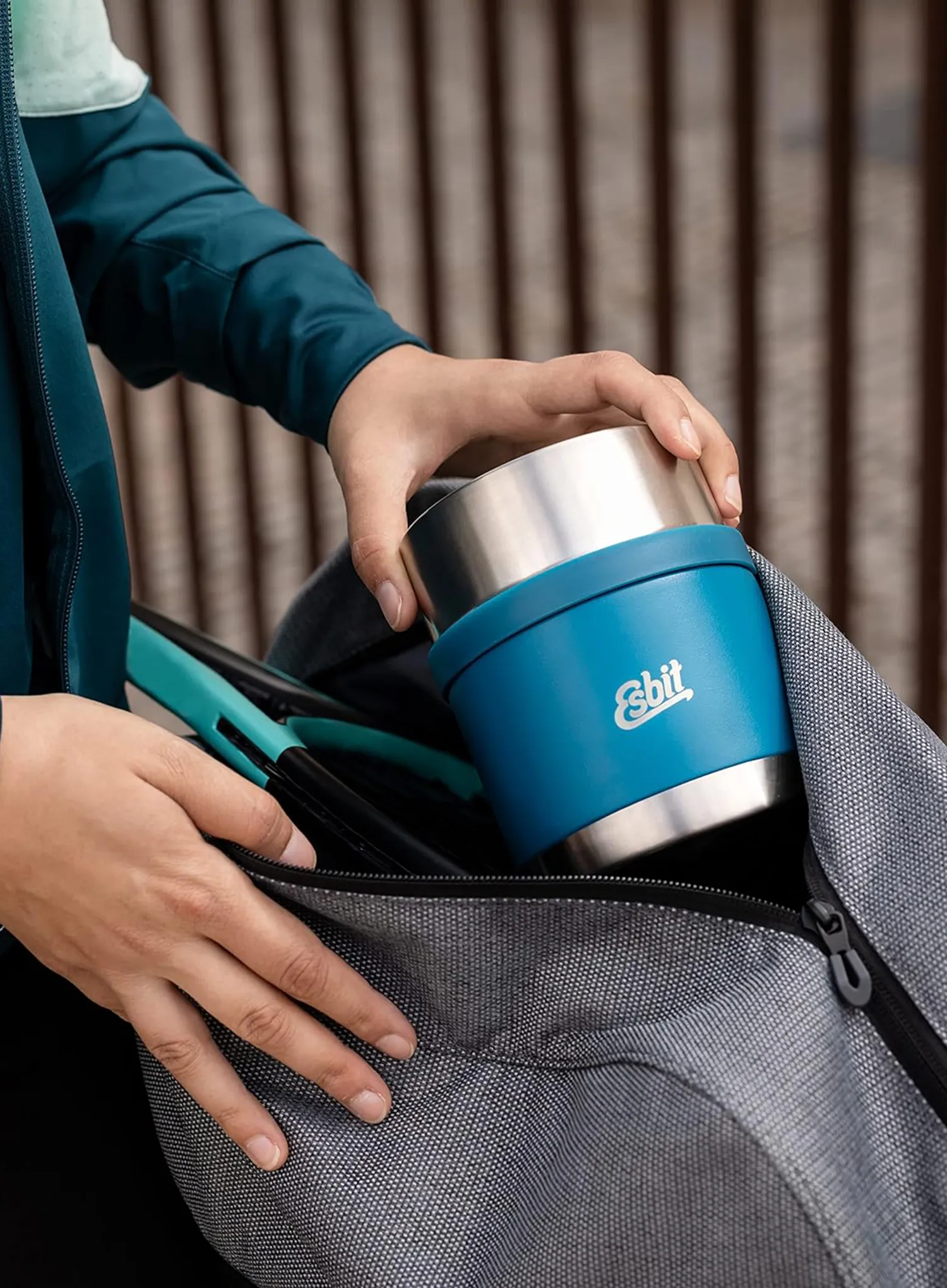 Термос за храна Esbit Sculptor Stainless Steel Food Jug 0,5L - polar blue/polar blue